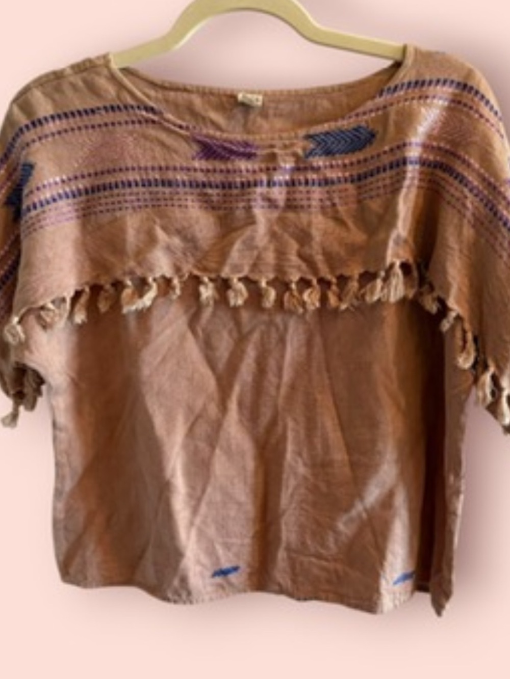 Vintage Boho Tassel Embroidered Rayon Top